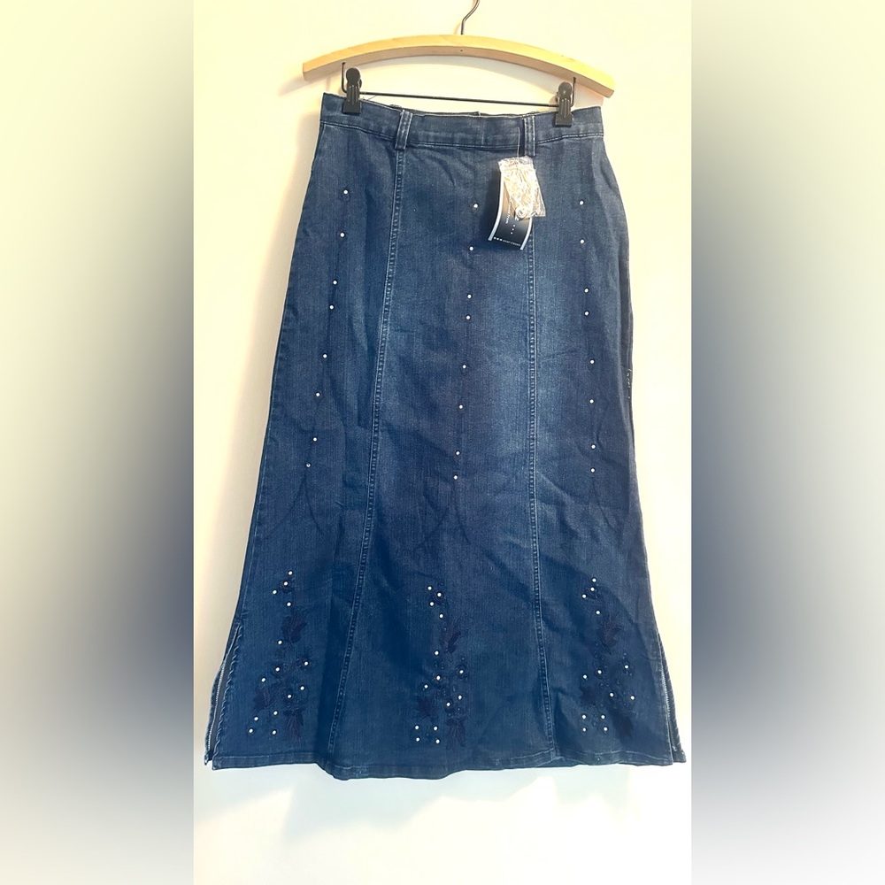 NWT Style Elegant Long Blue Denim Skirt